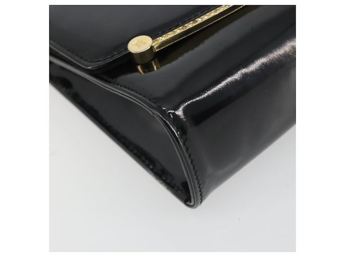 Borsa a Spalla con Catena BALLY in Pelle Vernice Nera e Oro Auth bs36285A Nero D'oro - vista 11