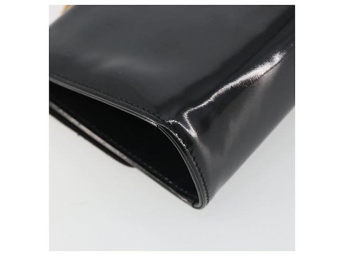 Borsa a Spalla con Catena BALLY in Pelle Vernice Nera e Oro Auth bs36285A Nero D'oro - vista 13