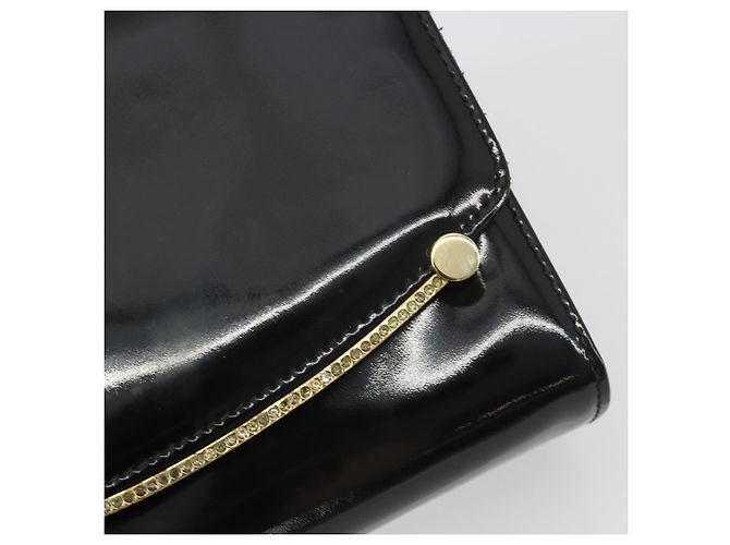 Borsa a Spalla con Catena BALLY in Pelle Vernice Nera e Oro Auth bs36285A Nero D'oro - vista 14