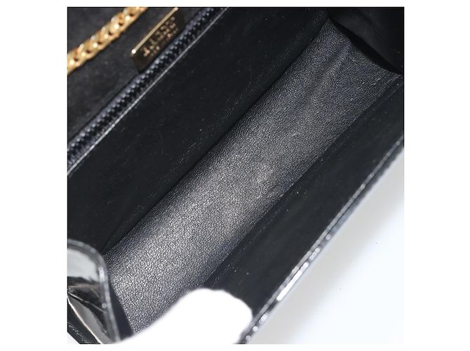 Borsa a Spalla con Catena BALLY in Pelle Vernice Nera e Oro Auth bs36285A Nero D'oro - vista 17