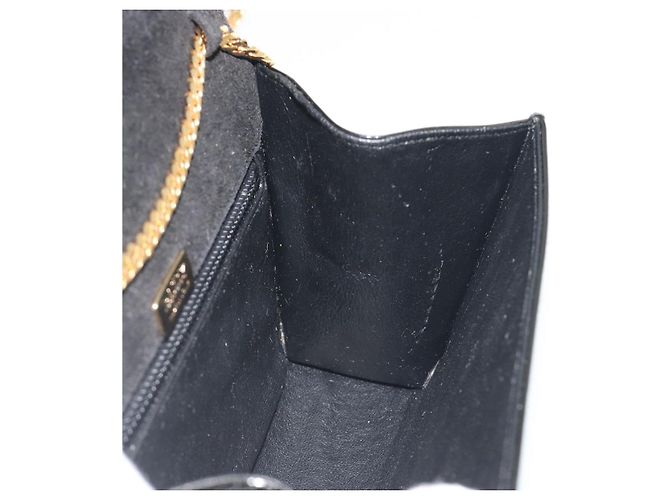 Borsa a Spalla con Catena BALLY in Pelle Vernice Nera e Oro Auth bs36285A Nero D'oro - vista 18