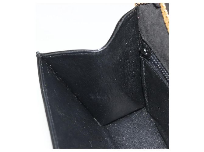 Borsa a Spalla con Catena BALLY in Pelle Vernice Nera e Oro Auth bs36285A Nero D'oro - vista 19