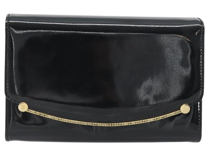 Borsa a Spalla con Catena BALLY in Pelle Vernice Nera e Oro Auth bs36285A Nero D'oro - vista 2