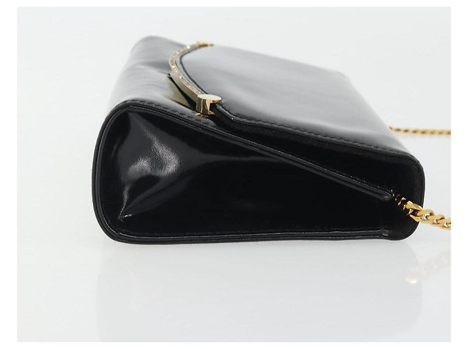 Borsa a Spalla con Catena BALLY in Pelle Vernice Nera e Oro Auth bs36285A Nero D'oro - vista 4