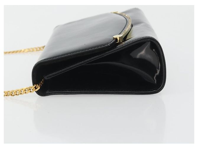 Borsa a Spalla con Catena BALLY in Pelle Vernice Nera e Oro Auth bs36285A Nero D'oro - vista 5