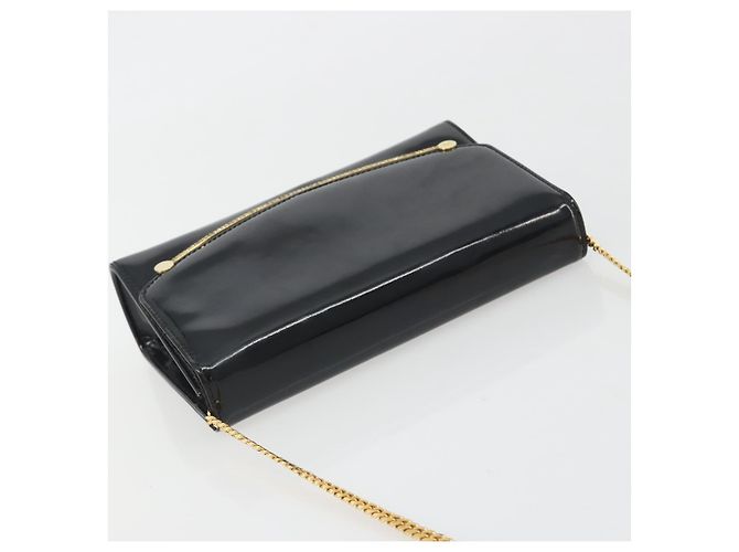 Borsa a Spalla con Catena BALLY in Pelle Vernice Nera e Oro Auth bs36285A Nero D'oro - vista 6