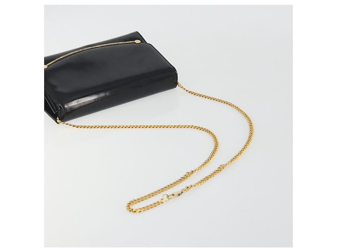 Borsa a Spalla con Catena BALLY in Pelle Vernice Nera e Oro Auth bs36285A Nero D'oro - vista 7
