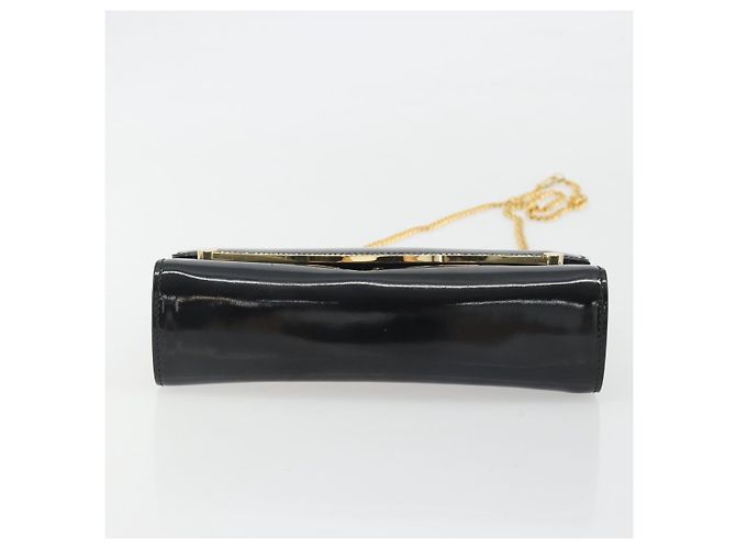 Borsa a Spalla con Catena BALLY in Pelle Vernice Nera e Oro Auth bs36285A Nero D'oro - vista 9
