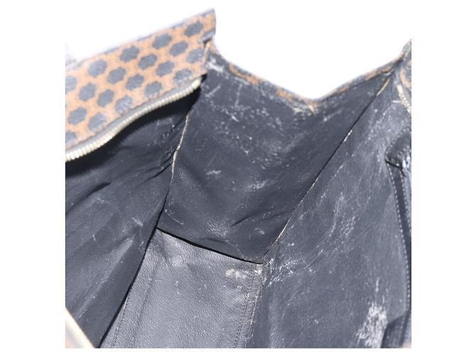 Edge Céline CELINE Macadam Canvas Tote Bag PVC Leder Schwarz Gold Auth 193112 Golden - vista 18
