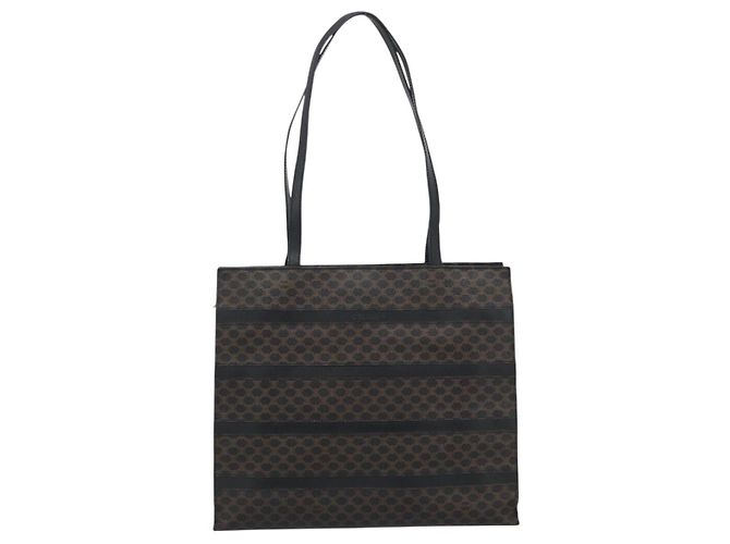 Edge Céline CELINE Macadam Canvas Tote Bag PVC Leder Schwarz Gold Auth 193112 Golden - vista 2