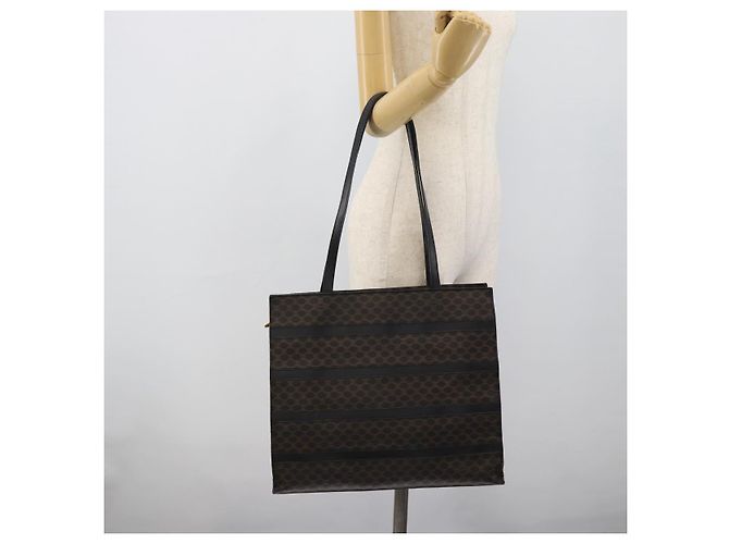Edge Céline CELINE Macadam Canvas Tote Bag PVC Leder Schwarz Gold Auth 193112 Golden - vista 22