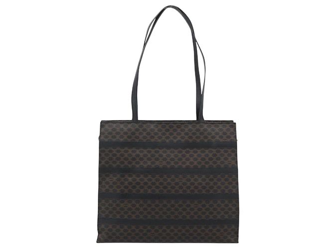 Edge Céline CELINE Macadam Canvas Tote Bag PVC Leder Schwarz Gold Auth 193112 Golden - vista 3