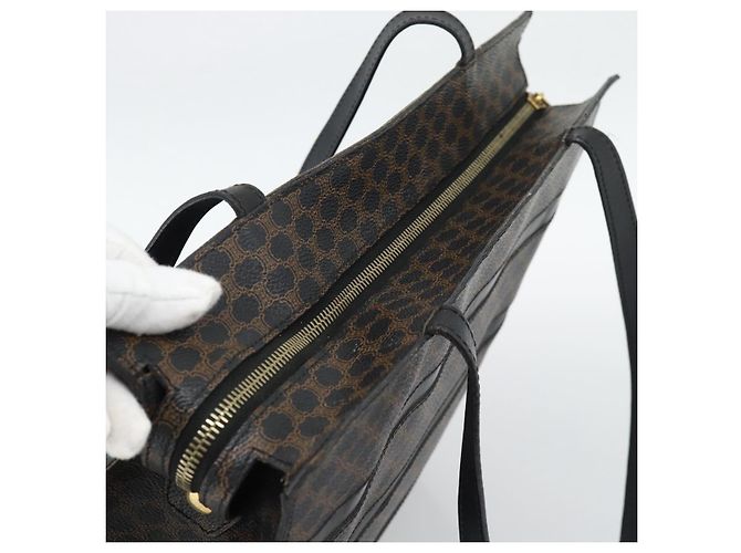 Edge Céline CELINE Macadam Canvas Tote Bag PVC Leder Schwarz Gold Auth 193112 Golden - vista 6
