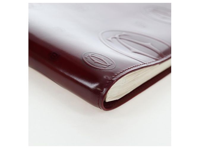 CARTIER Happy Birthday Note Cover Lackleder Bordeaux Gold Authentisch am12165V Golden - Ansicht 11