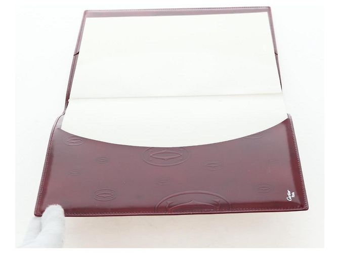CARTIER Happy Birthday Note Cover Lackleder Bordeaux Gold Authentisch am12165V Golden - Ansicht 15