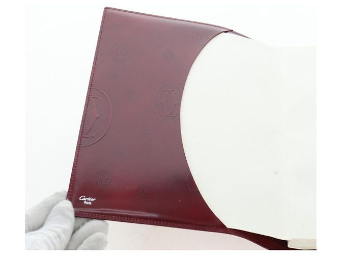 CARTIER Happy Birthday Note Cover Lackleder Bordeaux Gold Authentisch am12165V Golden - Ansicht 16