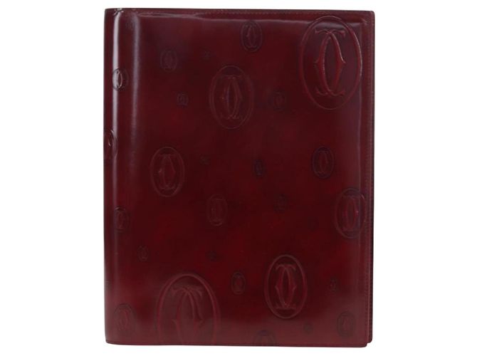 CARTIER Happy Birthday Note Cover Lackleder Bordeaux Gold Authentisch am12165V Golden - Ansicht 2