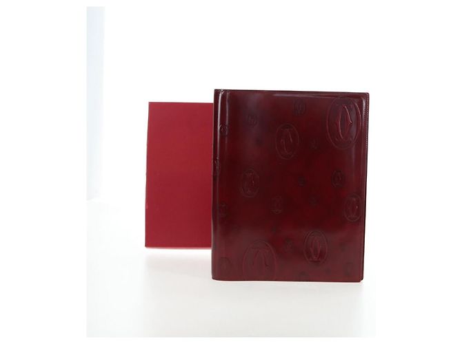CARTIER Happy Birthday Note Cover Lackleder Bordeaux Gold Authentisch am12165V Golden - Ansicht 29