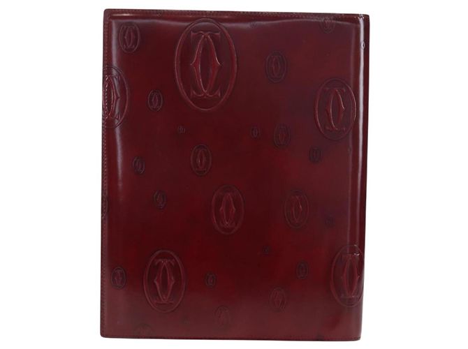 CARTIER Happy Birthday Note Cover Lackleder Bordeaux Gold Authentisch am12165V Golden - Ansicht 3