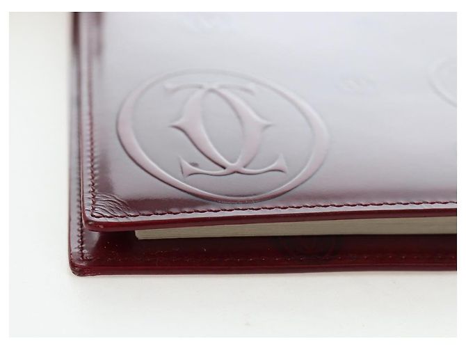 CARTIER Happy Birthday Note Cover Lackleder Bordeaux Gold Authentisch am12165V Golden - Ansicht 8
