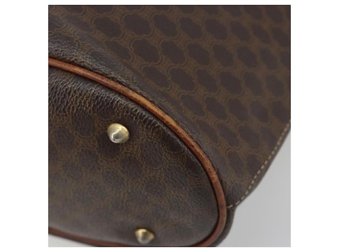 Edge Céline Borsa Tote CELINE Macadam Canvas PVC Pelle Marrone Oro Auth 194037 D'oro - vista 10