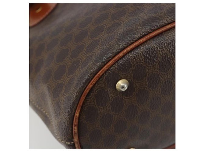 Edge Céline Borsa Tote CELINE Macadam Canvas PVC Pelle Marrone Oro Auth 194037 D'oro - vista 11