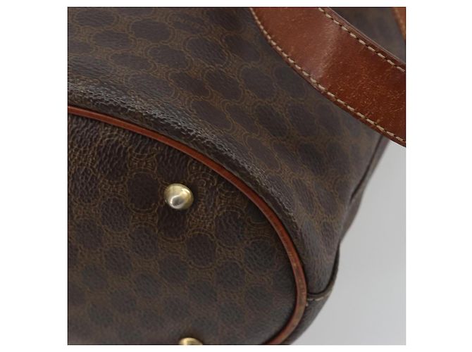 Edge Céline Borsa Tote CELINE Macadam Canvas PVC Pelle Marrone Oro Auth 194037 D'oro - vista 12