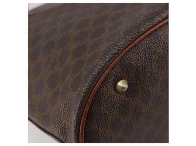 Edge Céline Borsa Tote CELINE Macadam Canvas PVC Pelle Marrone Oro Auth 194037 D'oro - vista 13