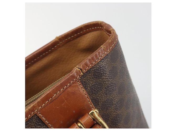 Edge Céline Borsa Tote CELINE Macadam Canvas PVC Pelle Marrone Oro Auth 194037 D'oro - vista 15
