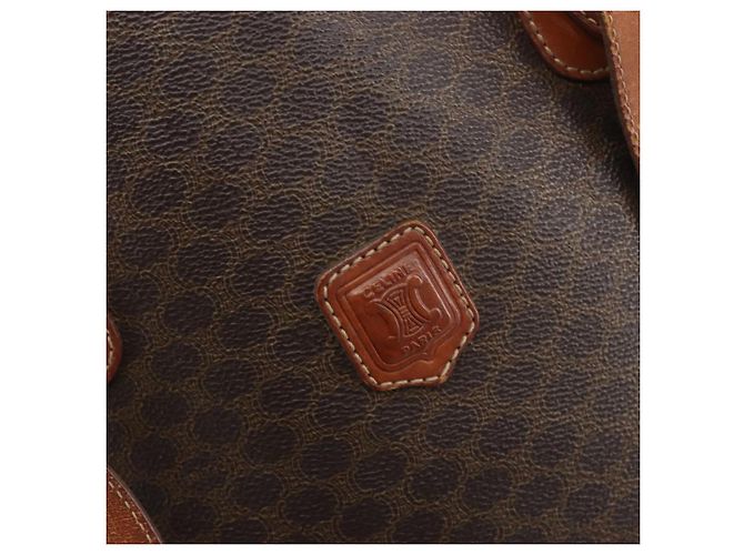 Edge Céline Borsa Tote CELINE Macadam Canvas PVC Pelle Marrone Oro Auth 194037 D'oro - vista 16