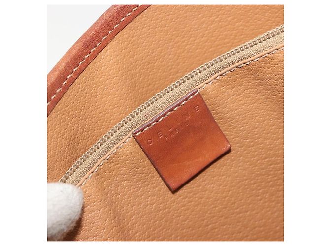 Edge Céline Borsa Tote CELINE Macadam Canvas PVC Pelle Marrone Oro Auth 194037 D'oro - vista 18