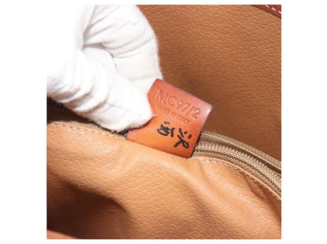 Edge Céline Borsa Tote CELINE Macadam Canvas PVC Pelle Marrone Oro Auth 194037 D'oro - vista 25