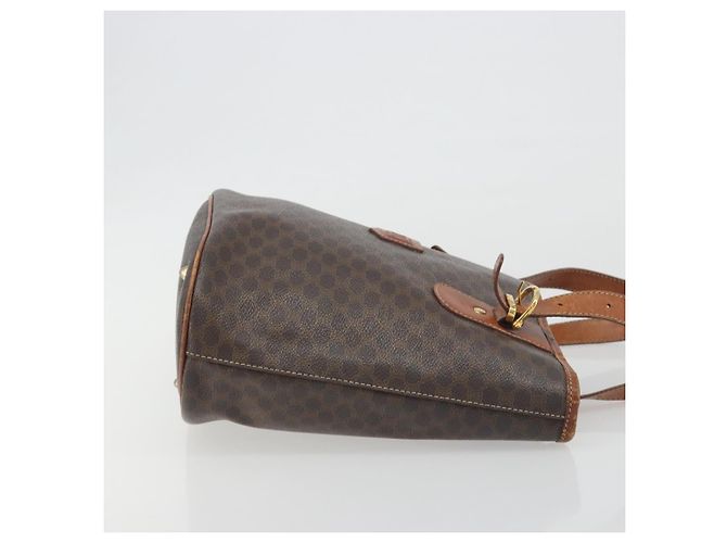 Edge Céline Borsa Tote CELINE Macadam Canvas PVC Pelle Marrone Oro Auth 194037 D'oro - vista 4
