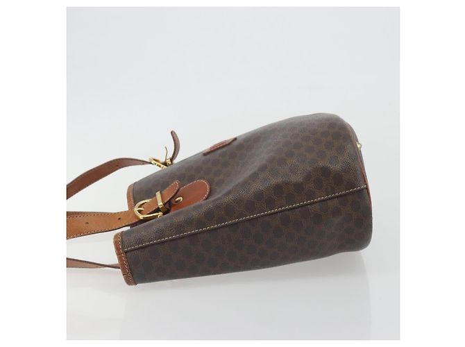 Edge Céline Borsa Tote CELINE Macadam Canvas PVC Pelle Marrone Oro Auth 194037 D'oro - vista 5