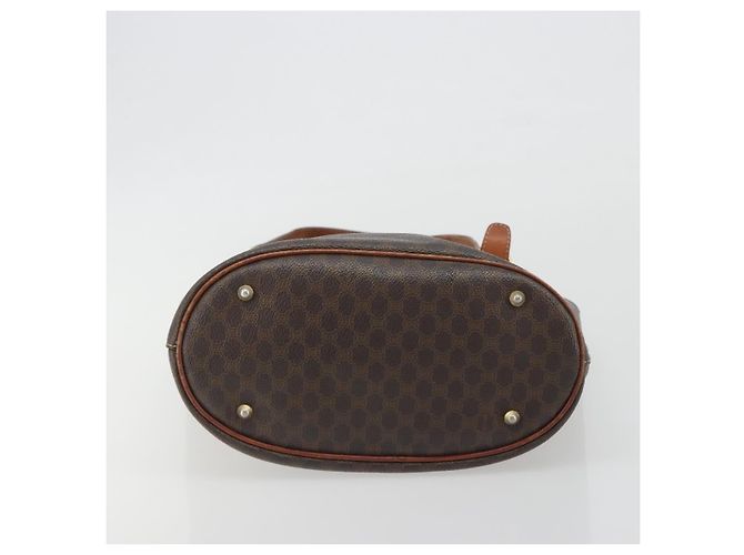 Edge Céline Borsa Tote CELINE Macadam Canvas PVC Pelle Marrone Oro Auth 194037 D'oro - vista 9