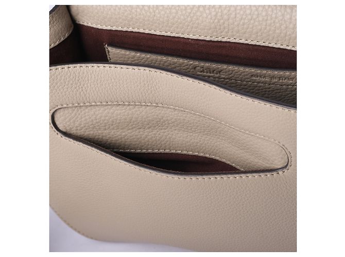 Chloé Chloè Marcie Borsa Saddle in Pelle Beige - vista 11