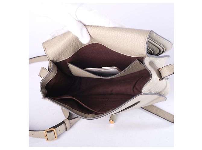 Chloé Chloè Marcie Borsa Saddle in Pelle Beige - vista 12