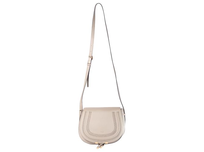 Chloé Chloè Marcie Borsa Saddle in Pelle Beige - vista 2