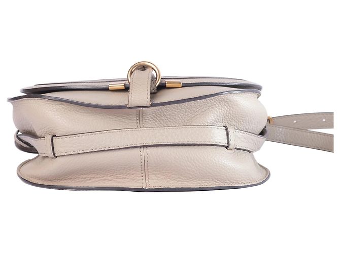 Chloé Chloè Marcie Borsa Saddle in Pelle Beige - vista 5