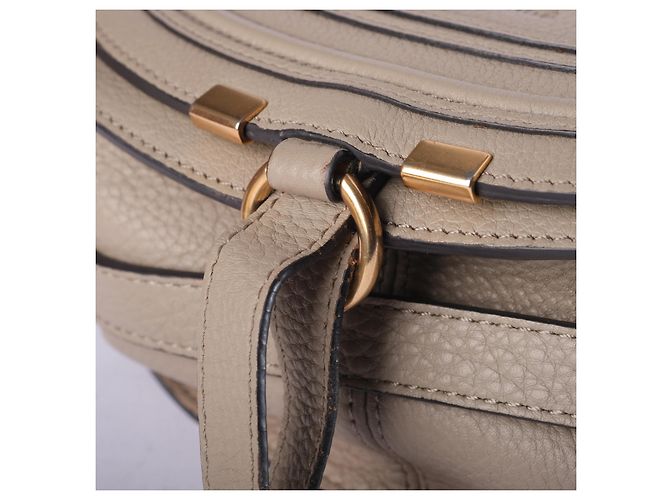 Chloé Chloè Marcie Borsa Saddle in Pelle Beige - vista 6