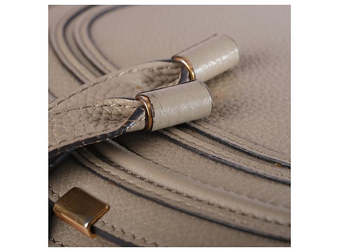 Chloé Chloè Marcie Borsa Saddle in Pelle Beige - vista 8