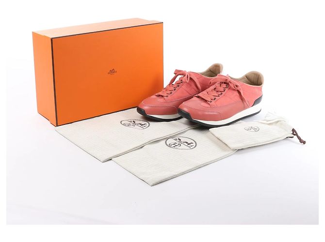 Sneakers Hermès Quick Leather x Suede in rosa, Taglia EU 37 - vista 15