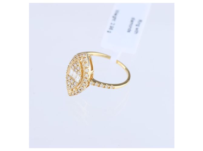 Autre Marque Unsignierter 18k GELBGOLD-RING mit Diamanten Weiß - Ansicht 2