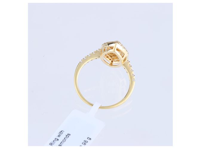 Autre Marque Unsignierter 18k GELBGOLD-RING mit Diamanten Weiß - Ansicht 4