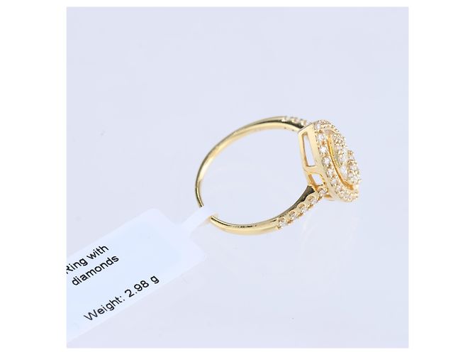 Autre Marque Unsignierter 18k GELBGOLD-RING mit Diamanten Weiß - Ansicht 5