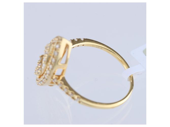 Autre Marque Unsignierter 18k GELBGOLD-RING mit Diamanten Weiß - Ansicht 7