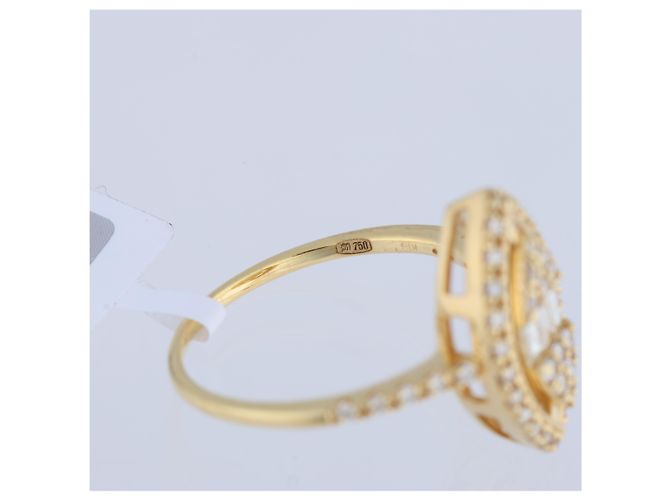Autre Marque Unsignierter 18k GELBGOLD-RING mit Diamanten Weiß - Ansicht 8