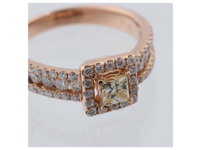 Autre Marque Unsignierter 18k ROSA GOLD Ring mit Diamanten, Größe 52 EU Weiß - Ansicht 2