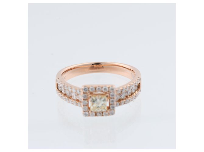 Autre Marque Unsignierter 18k ROSA GOLD Ring mit Diamanten, Größe 52 EU Weiß - Ansicht 3