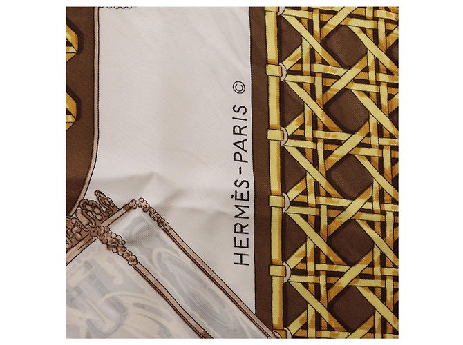 Foulard in seta Hermès Carré 90 "FEUX DE ROUTE" marrone - vista 10